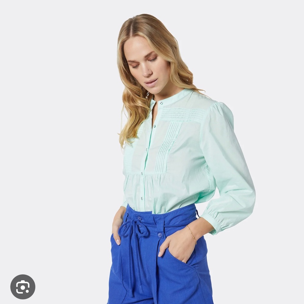 NWT, Joie Vesta Cotton Button Down Blouse in Bay, Size XL